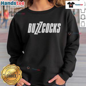 Alt Text: Stylish Good Buzzcocks logo sweatshirt featuring bold graphics, perfect for fans of the iconic band and casual wear.