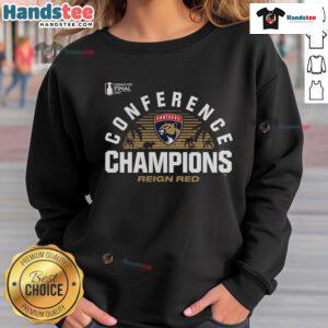 Good Florida Panthers 2025 Eastern Conference Champions sweatshirt showcasing team pride and local hometown spirit.