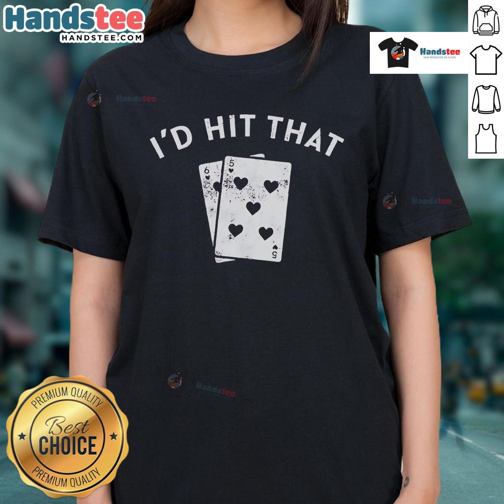Retro ladies tee featuring 'Good Id Hit That Blackjack' graphic, perfect for blackjack enthusiasts and vintage style lovers.