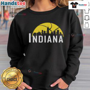 Stylish 2025 Indiana Pacers cityscape skyline sweatshirt, perfect for fans and casual wear.