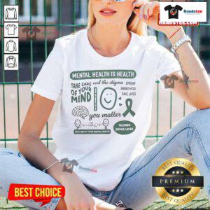 Good Mental Health Month tee promoting mental health discussions; 'Talk Saves Lives' slogan for the Happiness Project.