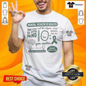 Good Mental Health Month T-Shirt promoting mental health awareness and the Talk Saves Lives Happiness Project.