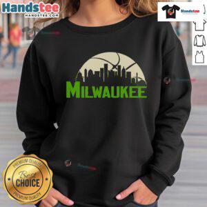 Good Milwaukee Bucks cityscape skyline style 2025 sweatshirt featuring vibrant team colors and urban design.