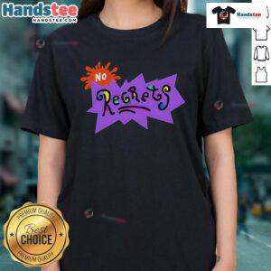 Good No Regrets Scribble Ladies Tee featuring a stylish design, perfect for casual outfits and expressing a carefree attitude.