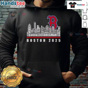 Boston Red Sox 2025 hoodie featuring a vibrant skyline design, perfect for fans celebrating their team in style.