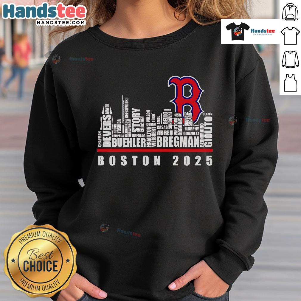 2025 Boston Red Sox sweatshirt with a stylish skyline design, perfect for fans and casual wear.