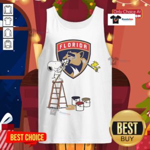 Good Snoopy and Woodstock painting on a Florida Panthers logo tank top, perfect for sports fans and cartoon lovers.