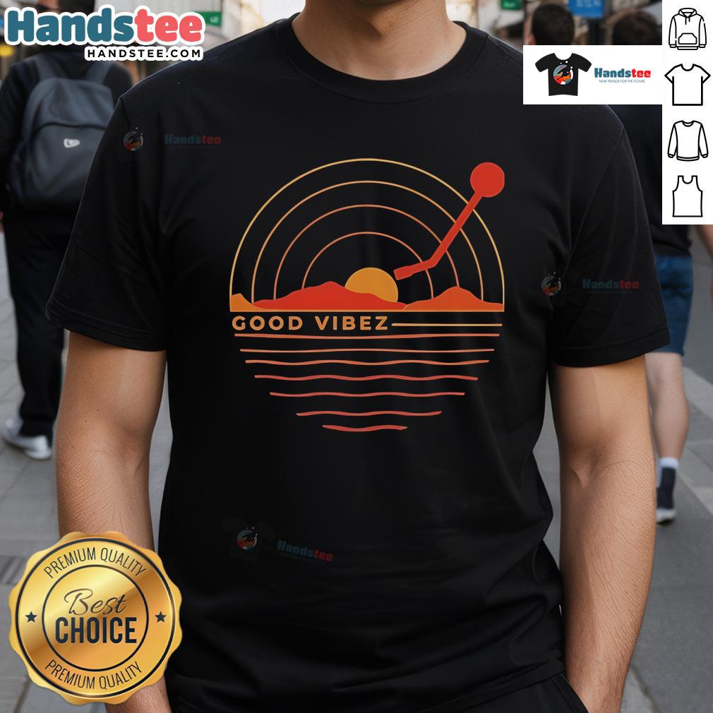 Good Vibez Record Sunset T-Shirt featuring a vibrant sunset design, perfect for music lovers and casual wear.