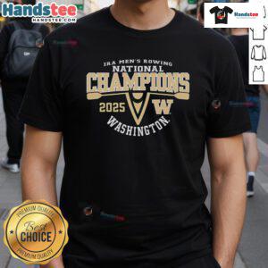 Alt Text: Good Washington Huskies Men's Rowing National Champions 2025 logo t-shirt showcasing team pride and athletic spirit.