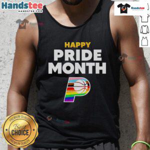Happy Indiana Pacers Happy Pride Month 2025 logo tank top featuring vibrant colors and inclusive design. Celebrate pride!