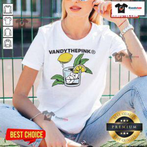 Happy Vandy Pink Lemon Ladies Tee featuring vibrant pink color and playful lemon graphic, perfect for casual wear.
