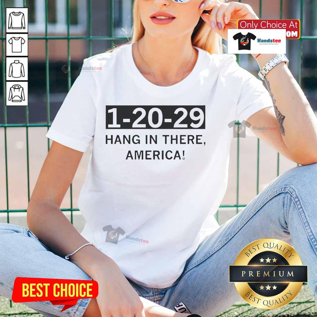 Hot 1 20 29 Hang In There America Ladies Tee featuring a motivational design and comfortable fit for everyday wear.