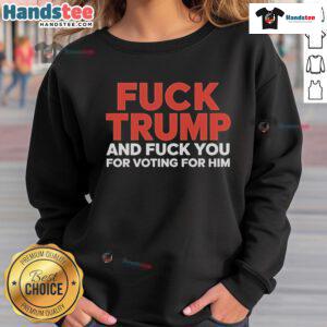 Hot F*ck Trump sweatshirt featuring bold text, perfect for expressing political views and dissent against Trump supporters.