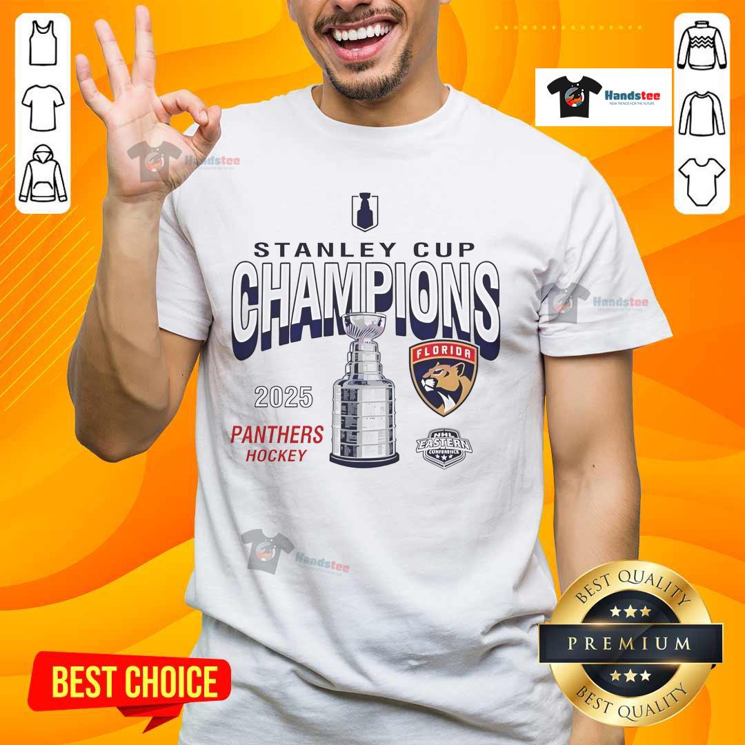 Alt Text: Hot Florida Panthers 2025 Stanley Cup Champions Throwback T-Shirt featuring team logo and vintage design.