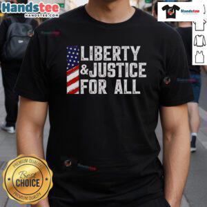 Hot Liberty And Justice For All Print US Flag T-Shirt featuring a vibrant flag design, perfect for patriotic occasions.