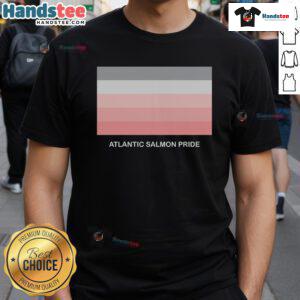 Nice Atlantic Salmon Pride T-Shirt featuring vibrant colors and a bold design celebrating LGBTQ+ pride and salmon conservation.