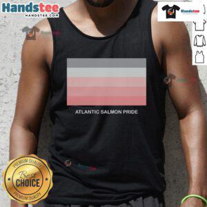 Nice Atlantic Salmon Pride Tank Top showcasing a vibrant salmon graphic with rainbow colors for LGBTQ+ pride.