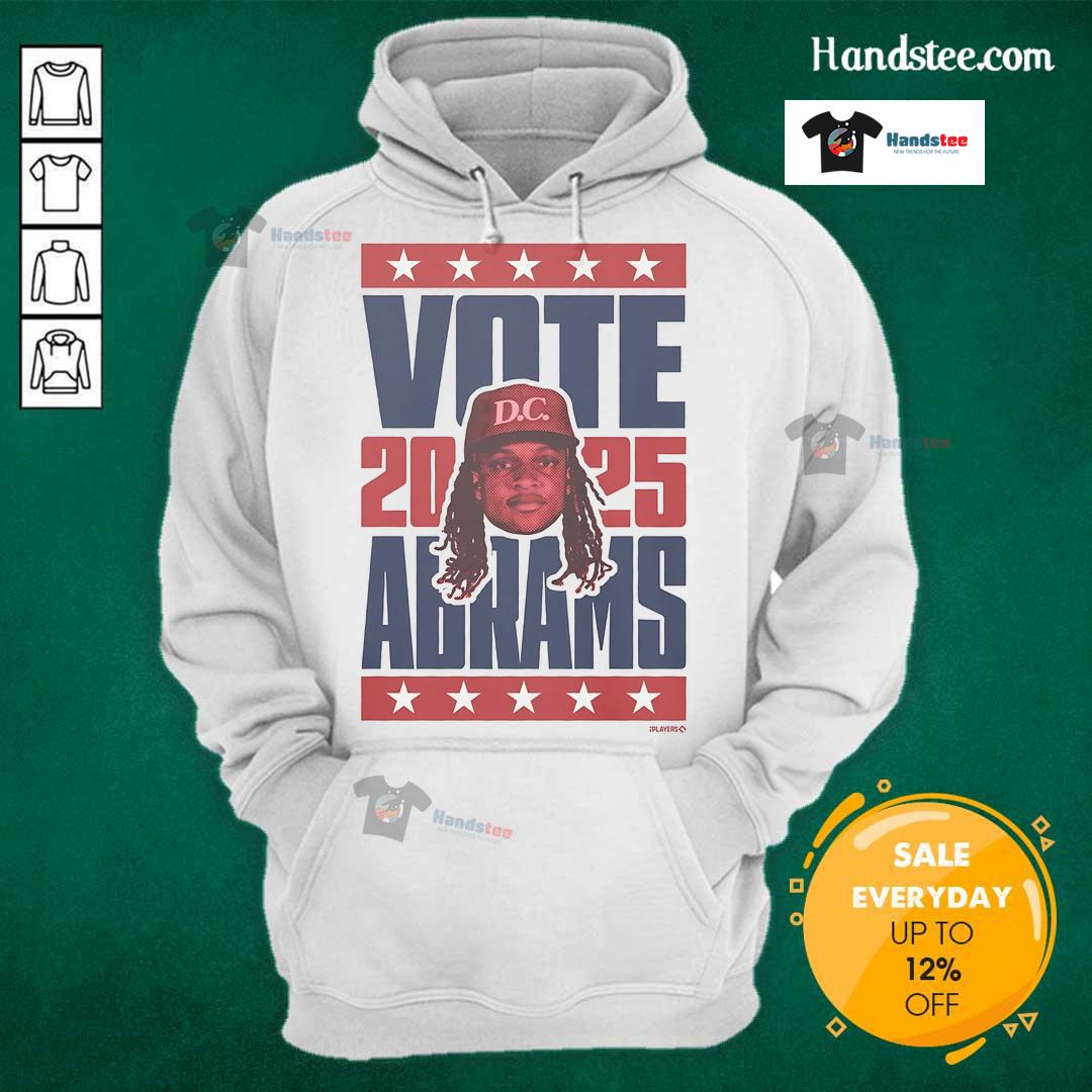 Alt Text: CJ Abrams 2025 Vote Hoodie featuring a stylish design promoting voter engagement and civic participation.