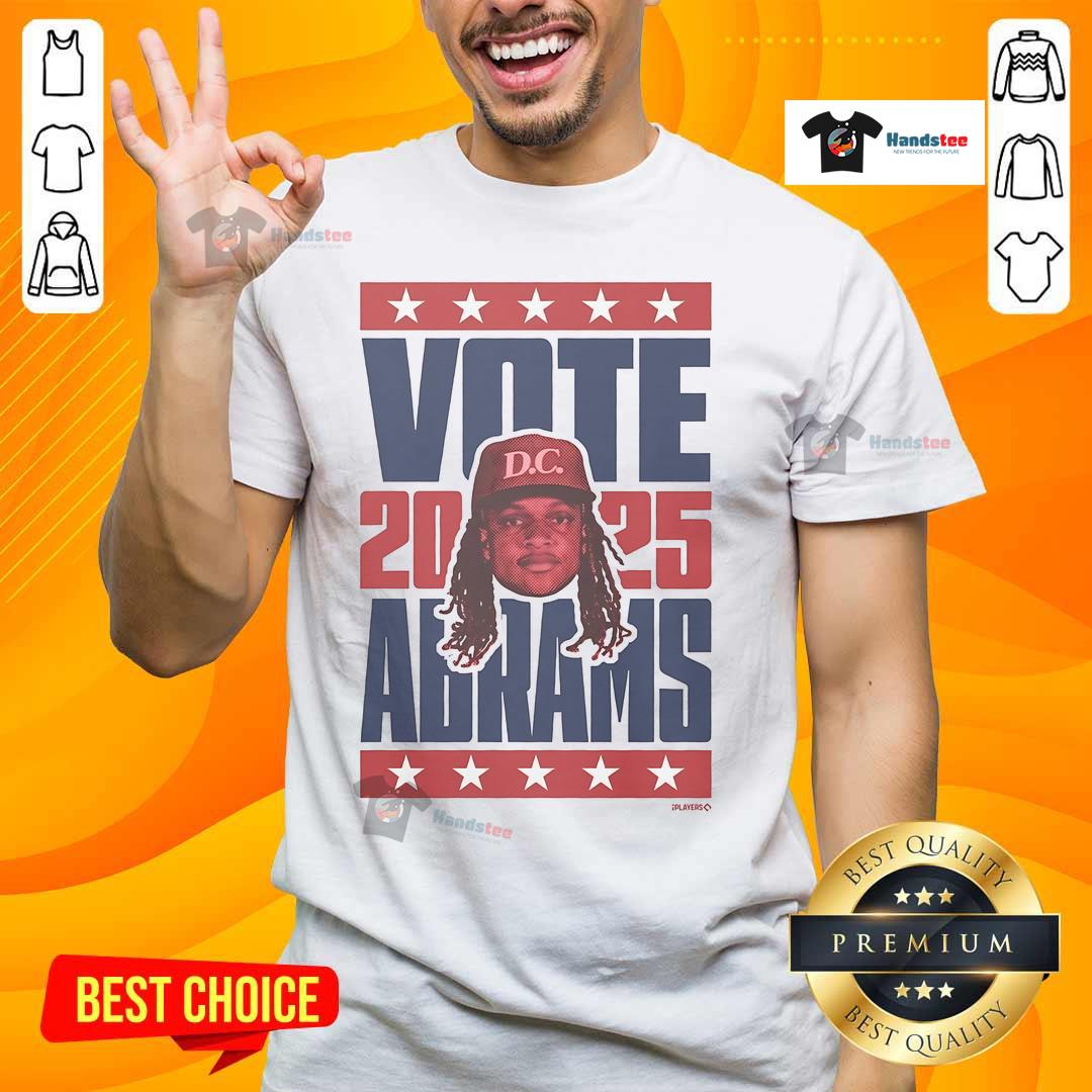 Stylish Cj Abrams 2025 Vote T-Shirt featuring bold graphics and a vibrant design, perfect for supporters and fans.