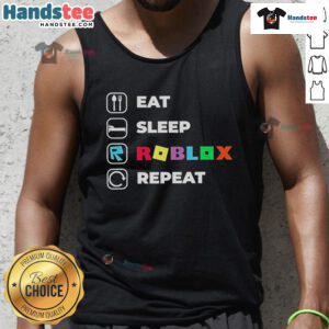Nice Eat Sleep Roblox Repeat Tank Top in vibrant colors, perfect for gamers and Roblox fans, featuring a playful design.