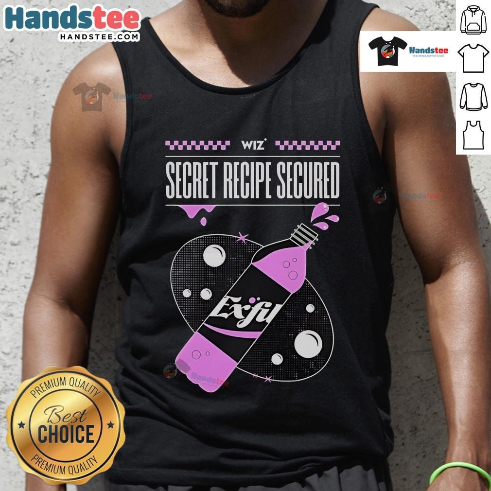 Stylish Nice Exfil Wiz Secret Recipe secured tank top displayed on a hanger, perfect for casual wear and unique fashion.