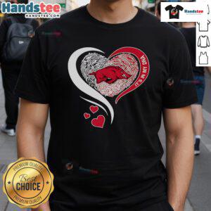 Nice Fingerprint Heart Arkansas Razorbacks T-Shirt showcasing DNA design, perfect for fans and alumni of the team.