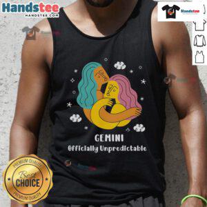 Stylish Nice Gemini Officially Unpredictable Tank Top featuring a bold graphic design, perfect for casual summer wear.