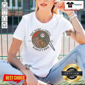 Nice Hawaii BBQ Jersey Ladies Tee featuring vibrant colors and a casual design, perfect for summer gatherings.