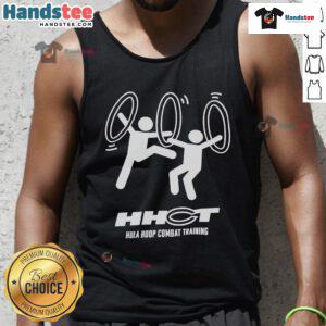 Nice Hula Hoop Combat Training HHCT tank top worn by a fitness enthusiast during an energetic workout session.