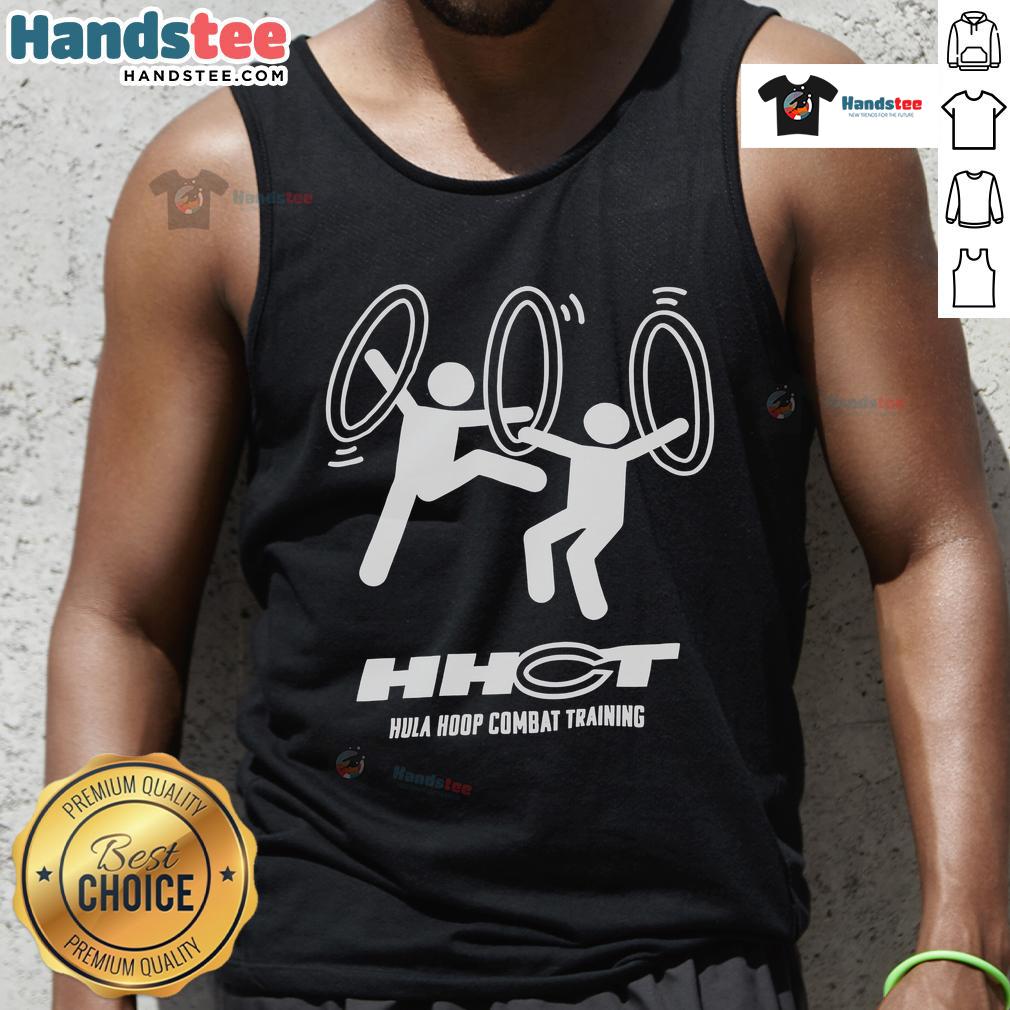 Nice Hula Hoop Combat Training HHCT tank top worn by a fitness enthusiast during an energetic workout session.