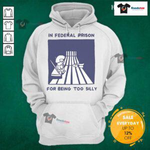 Funny 'Nice In Federal Prison For Being Too Silly' hoodie design featuring playful graphics, perfect for humor lovers.