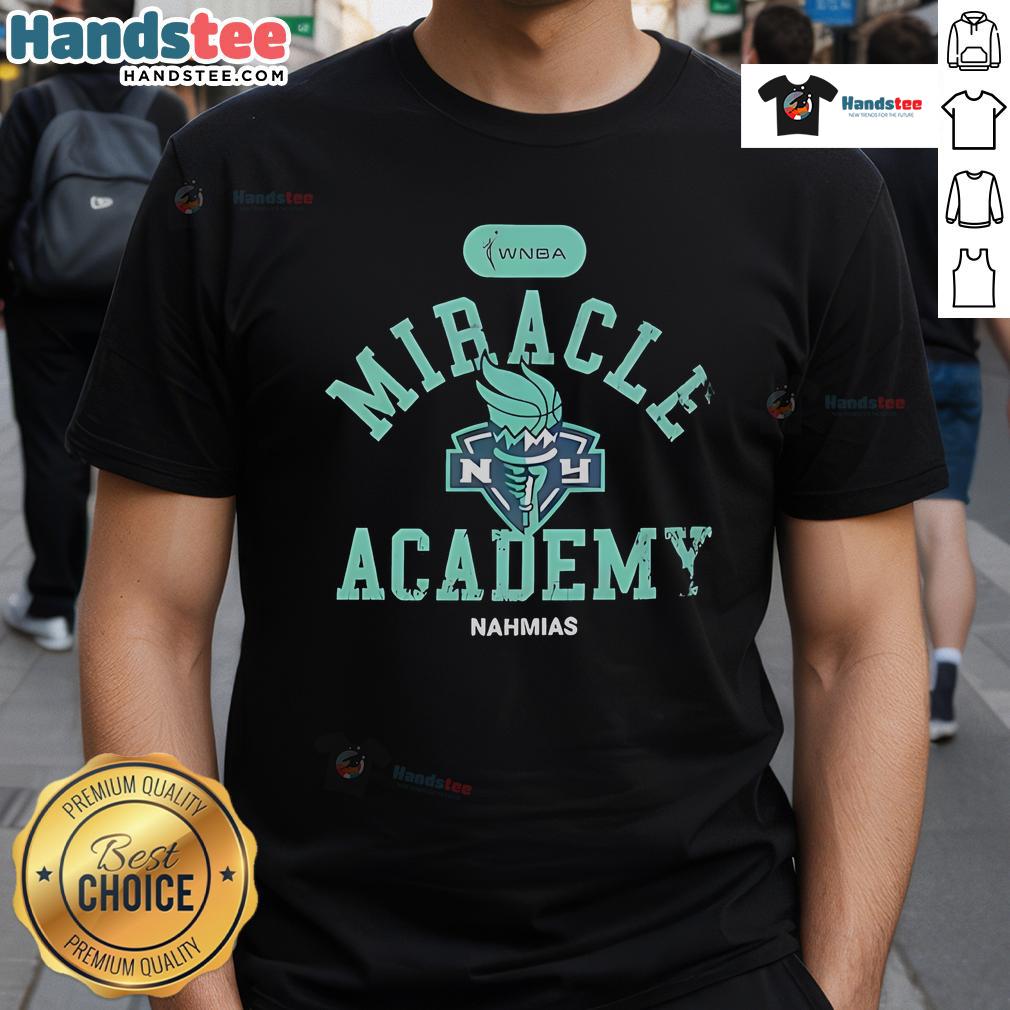 Nice New York Liberty Miracle Academy NBA collection t-shirt featuring vibrant team colors and logo for fans.