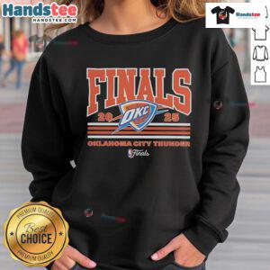 Nice Oklahoma City Thunder 2025 NBA Finals Champions sweatshirt showcasing team pride and vibrant colors.