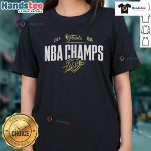 2025 NBA Finals Champions Oklahoma City Thunder Ladies Tee with signatures, celebrating the team's victory and memories.