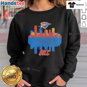 Oklahoma City Thunder sweatshirt featuring The 405 skyline, perfect for fans and city enthusiasts.