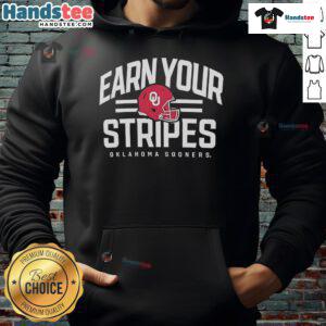 Alt Text: Oklahoma Sooners Earn Your Stripes hoodie in red and white, showcasing school pride and stylish comfort.