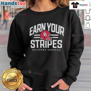 Nice Oklahoma Sooners Earn Your Stripes Sweatshirt featuring team colors and logo for fans and supporters.