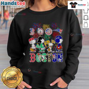 Nice Peanuts Happy 4th of July Boston Sports Sweatshirt featuring festive design and vibrant colors for summer celebrations.