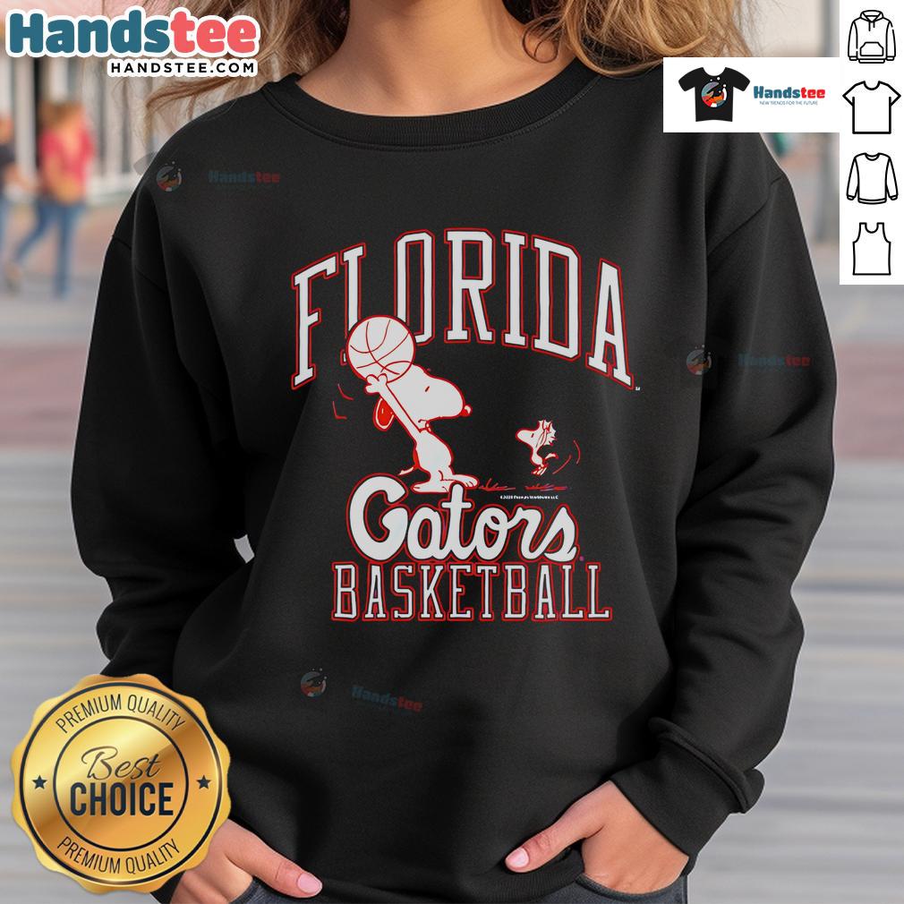 Alt Text: Nice Peanuts X Florida Basketball sweatshirt featuring playful cartoon graphics and a cozy design for fans.