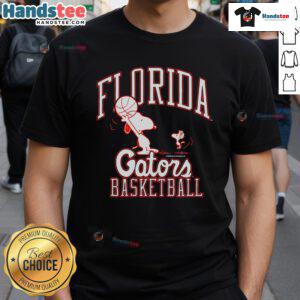 Alt Text: Nice Peanuts X Florida Basketball T-Shirt featuring iconic Peanuts characters in a vibrant basketball-themed design.