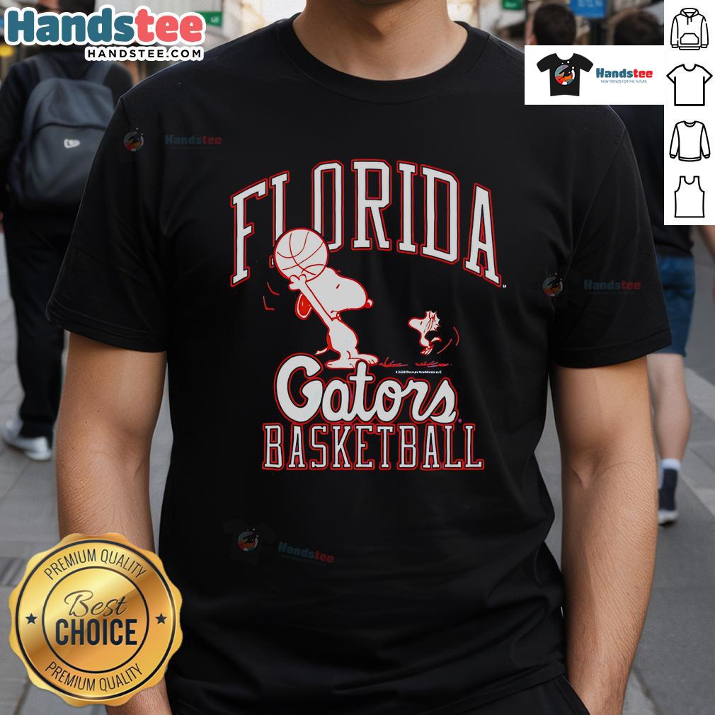 Alt Text: Nice Peanuts X Florida Basketball T-Shirt featuring iconic Peanuts characters in a vibrant basketball-themed design.