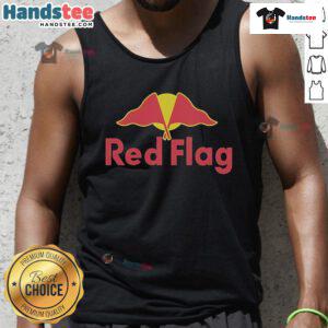 Alt Text: Stylish Nice Red Flag Dom Mazzetti tank top featuring bold graphics, perfect for casual summer wear.