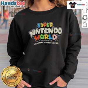 Alt Text: Cozy Nice Super Nintendo World sweatshirt showcasing iconic designs from Universal Studios Japan, perfect for fans.