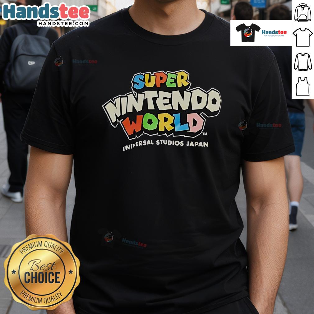 Nice Super Nintendo World Universal Studios Japan T-Shirt featuring vibrant graphics and iconic game characters.