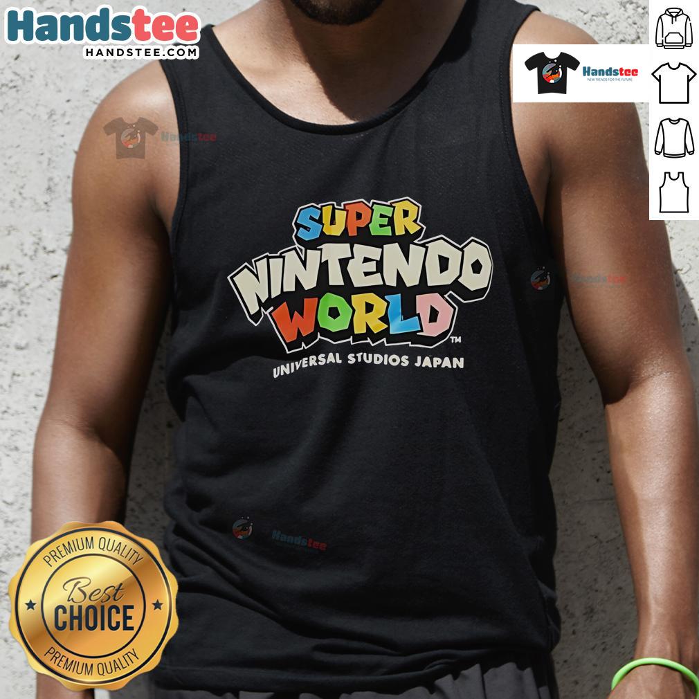 Alt Text: Stylish tank top featuring Super Nintendo World design at Universal Studios Japan, perfect for theme park fans.
