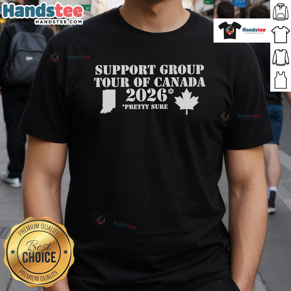 Support group members wearing Maple Leaf T-shirts during a tour of Canada, highlighting community and connection in 2026.