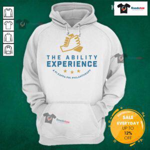 Alt Text: Nice The Ability Experience Pi Kappa Phi philanthropy hoodie featuring vibrant design and logo for charity support.