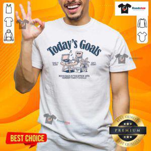 Alt Text: Comfortable t-shirt featuring 'Nice Today's Goals: Take It Slow' design, perfect for easing back into the office.