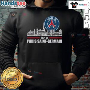 Official 2024-25 Champions Paris Saint-Germain F.C. limited edition hoodie featuring club logo and stylish design.
