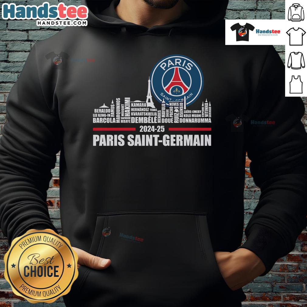 Official 2024-25 Champions Paris Saint-Germain F.C. limited edition hoodie featuring club logo and stylish design.